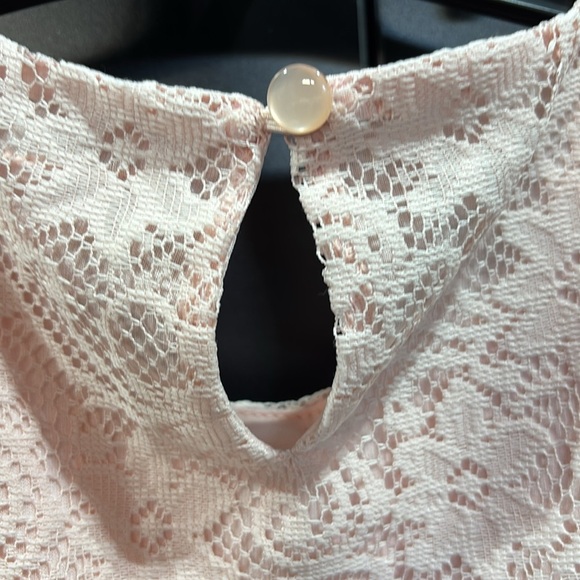 Duchess Lace Overlay, lined, bow front, keyhole button back,sleeveless dress - Picture 5 of 8